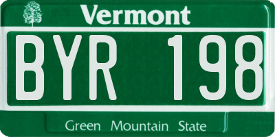 VT license plate BYR198
