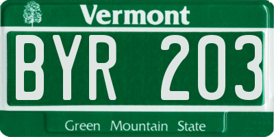 VT license plate BYR203