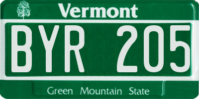 VT license plate BYR205