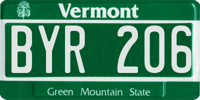 VT license plate BYR206