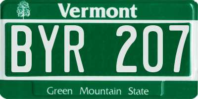 VT license plate BYR207