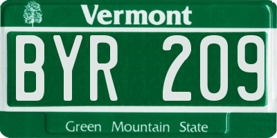 VT license plate BYR209