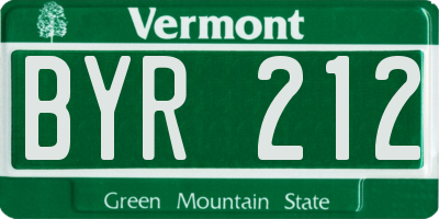 VT license plate BYR212