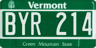 VT license plate BYR214