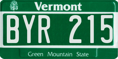 VT license plate BYR215