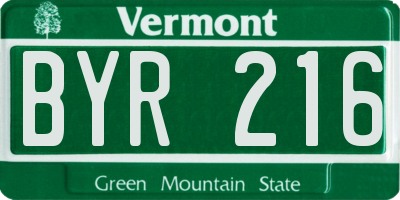 VT license plate BYR216