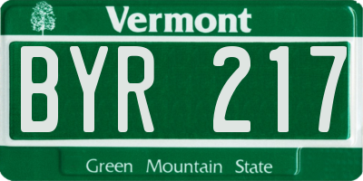 VT license plate BYR217