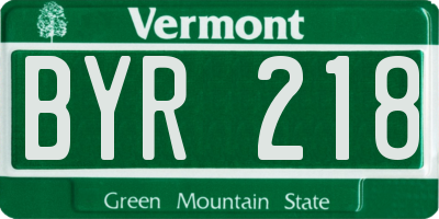 VT license plate BYR218