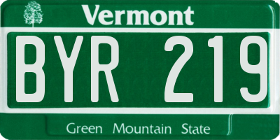 VT license plate BYR219
