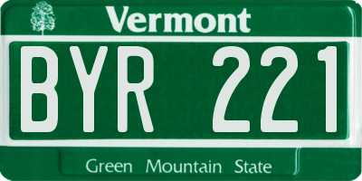 VT license plate BYR221