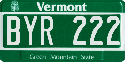 VT license plate BYR222