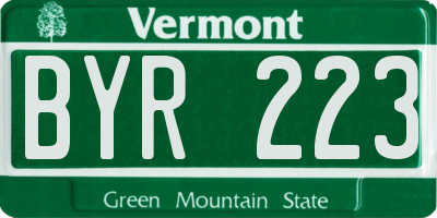 VT license plate BYR223