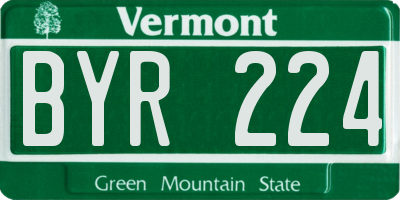 VT license plate BYR224