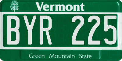 VT license plate BYR225
