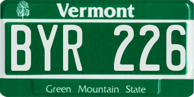 VT license plate BYR226