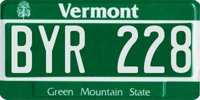 VT license plate BYR228