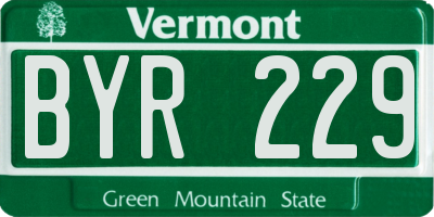 VT license plate BYR229