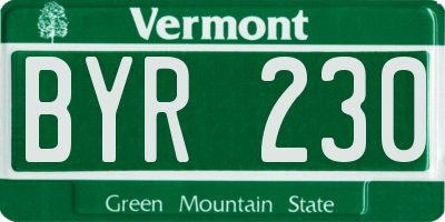 VT license plate BYR230