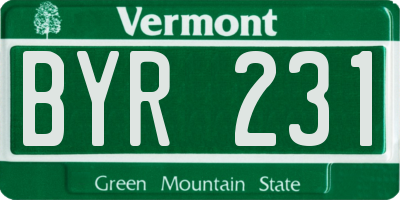 VT license plate BYR231