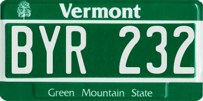 VT license plate BYR232