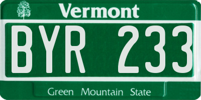 VT license plate BYR233