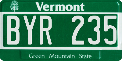 VT license plate BYR235