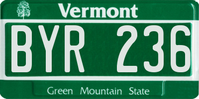 VT license plate BYR236