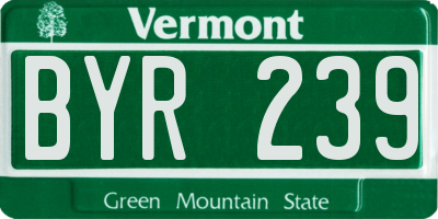 VT license plate BYR239