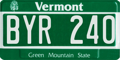 VT license plate BYR240