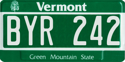 VT license plate BYR242