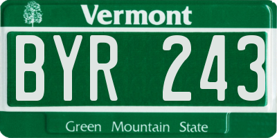 VT license plate BYR243
