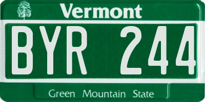 VT license plate BYR244