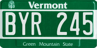 VT license plate BYR245