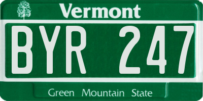 VT license plate BYR247