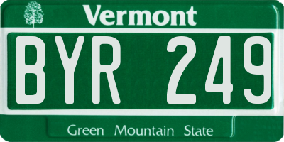 VT license plate BYR249