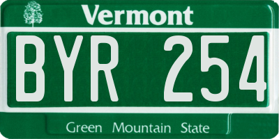 VT license plate BYR254