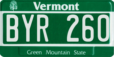 VT license plate BYR260
