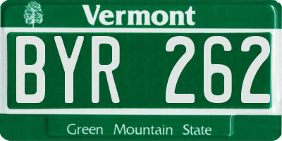VT license plate BYR262