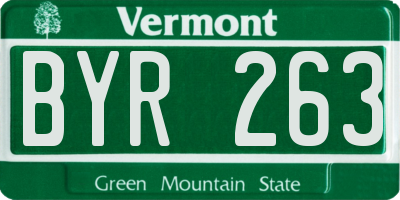 VT license plate BYR263