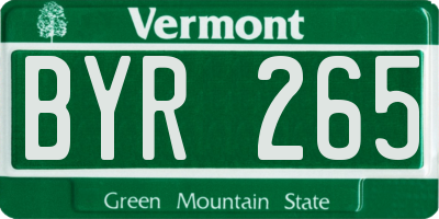 VT license plate BYR265