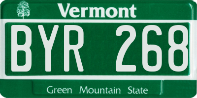 VT license plate BYR268