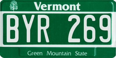 VT license plate BYR269