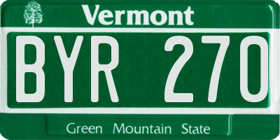 VT license plate BYR270