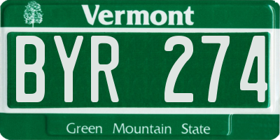 VT license plate BYR274