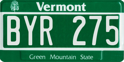 VT license plate BYR275