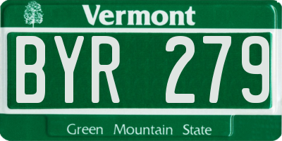 VT license plate BYR279