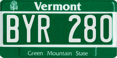 VT license plate BYR280