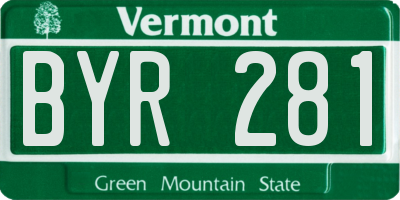 VT license plate BYR281