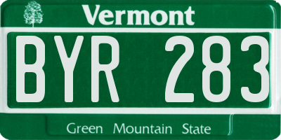 VT license plate BYR283