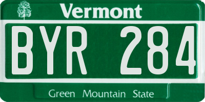 VT license plate BYR284